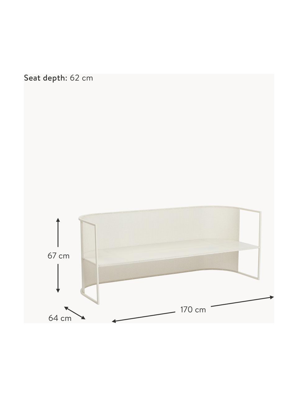 Divano lounge da giardino Bauhaus, Acciaio verniciato a polvere, Bianco crema, Larg. 170 x Prof. 64 cm