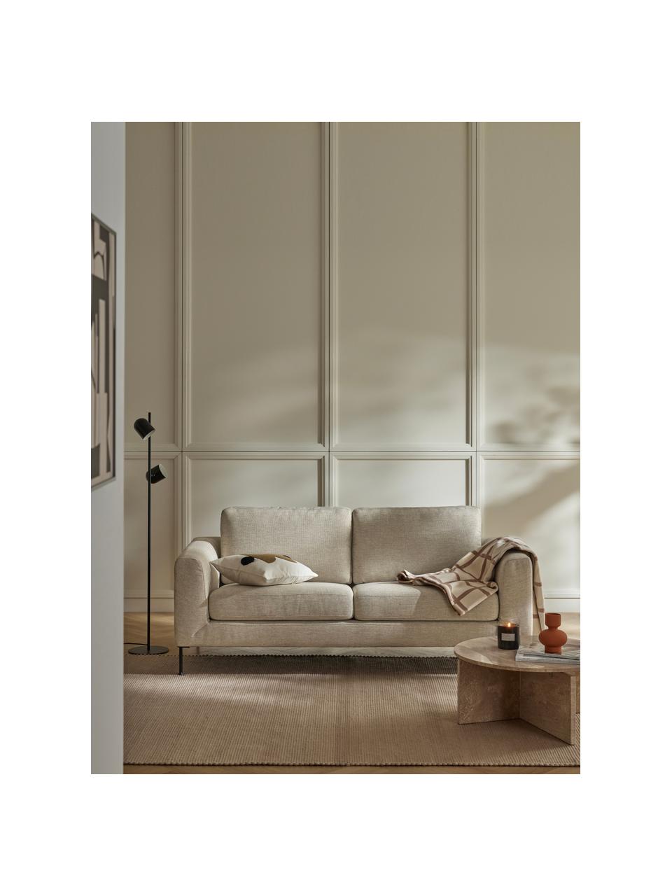 Bank Cucita (2-zits), Bekleding: geweven stof (100% polyes, Frame: massief grenenhout, FSC-g, Poten: gelakt metaal, Geweven stof lichtbeige, B 187 x D 94 cm