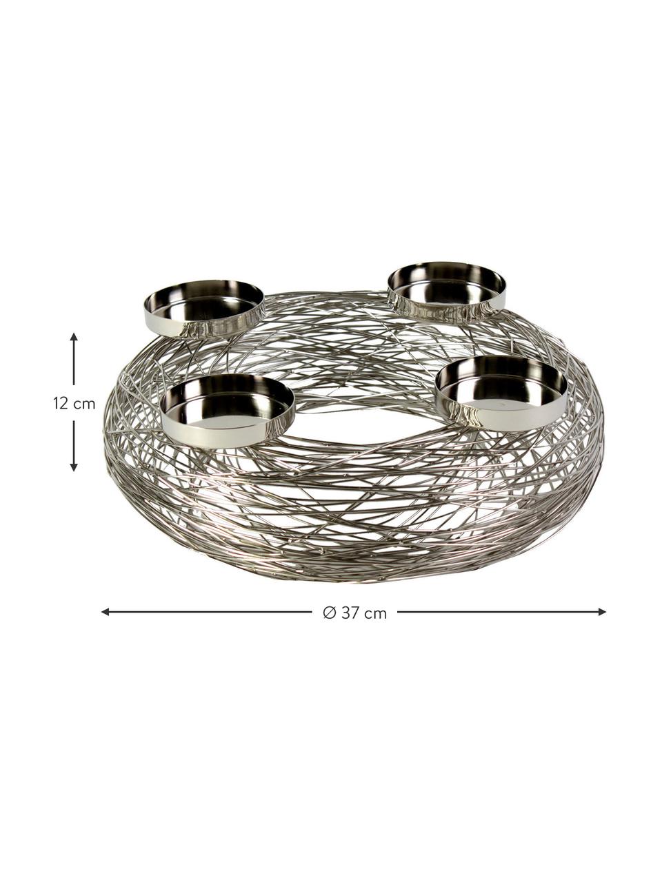 Adventskranz Tangle, Metall, Silberfarben, Ø 37 x H 12 cm