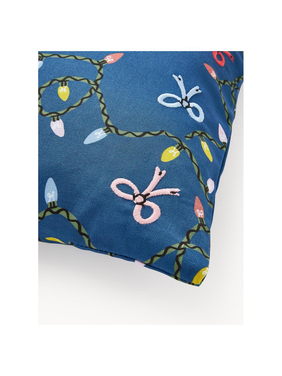 Poszewka na poduszkę Ribbons, 100% bawełna, Niebieski, wielobarwny, S 45 x D 45 cm