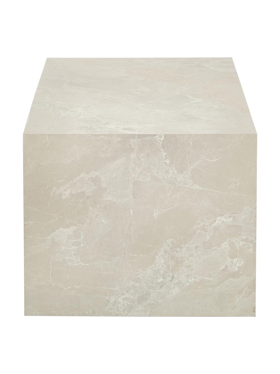 Tavolino da salotto effetto travertino Lesley, Pannello di fibra a media densità (MDF) rivestito con foglio di melamina, Effetto travertino beige, opaco, Larg. 90 x Alt. 40 cm