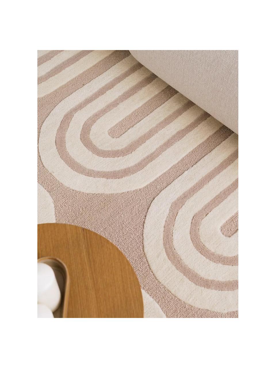 Alfombra artesanal de lana Arne, Parte superior: lana, Reverso: algodón Las alfombras de , Beige, blanco crema, An 80 x L 150 cm (Tamaño XS)