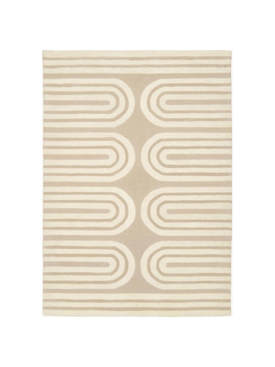 Handgetufteter Wollteppich Arne, Flor: Wolle, Beige, Cremeweiss, B 80 x L 150 cm (Grösse XS)