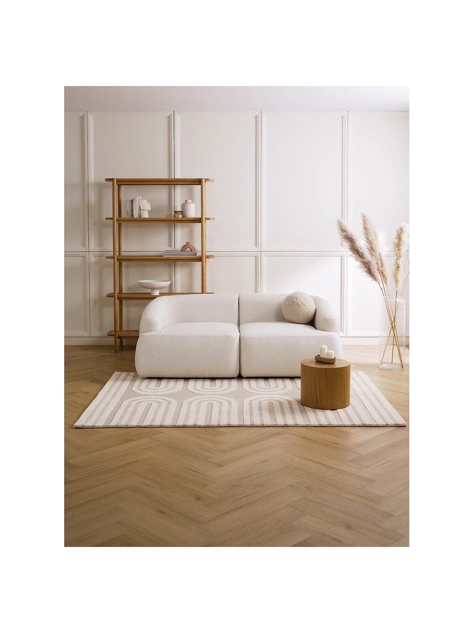 Tapis en laine tufté main Arne, Beige, blanc crème, larg. 80 x long. 150 cm (taille XS)