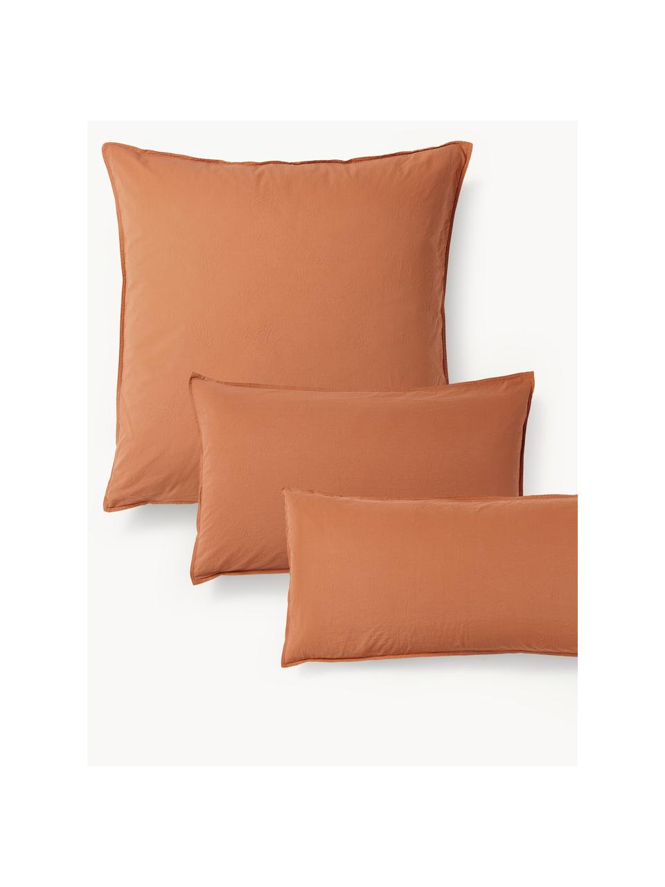 Funda de almohada de percal lavado Debbie, Terracota, An 45 x L 110 cm