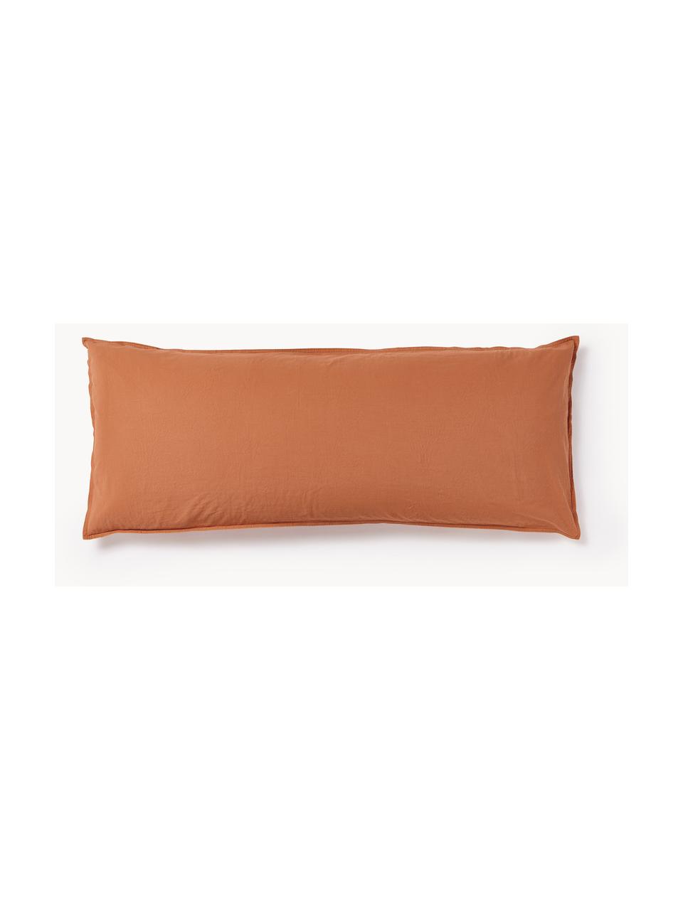 Funda de almohada de percal lavado Debbie, Terracota, An 45 x L 110 cm