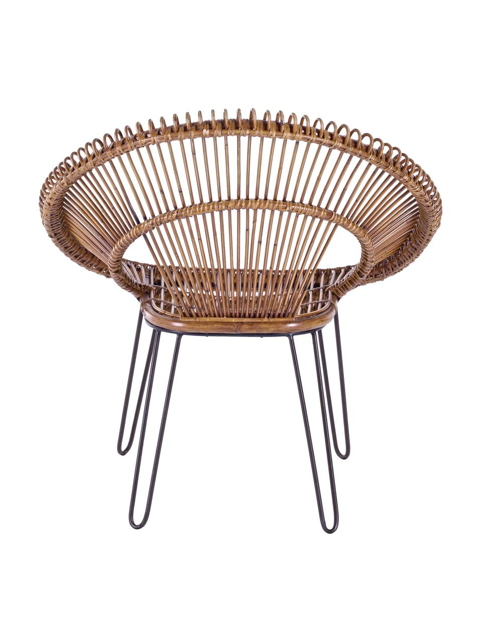 Sedia a poltrona in rattan Estaban, Seduta: rattan, Gambe: acciaio, Seduta: rattan Gambe: acciaio, Larg. 64 x Alt. 89 cm