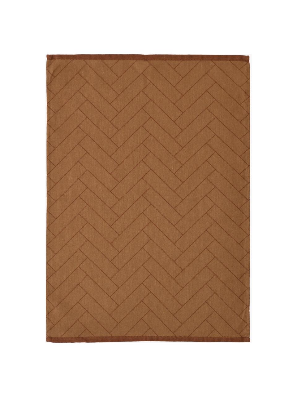 Torchons en coton Tiles, 2 pièces, 100 % coton, Tons bruns, larg. 50 x long. 70 cm