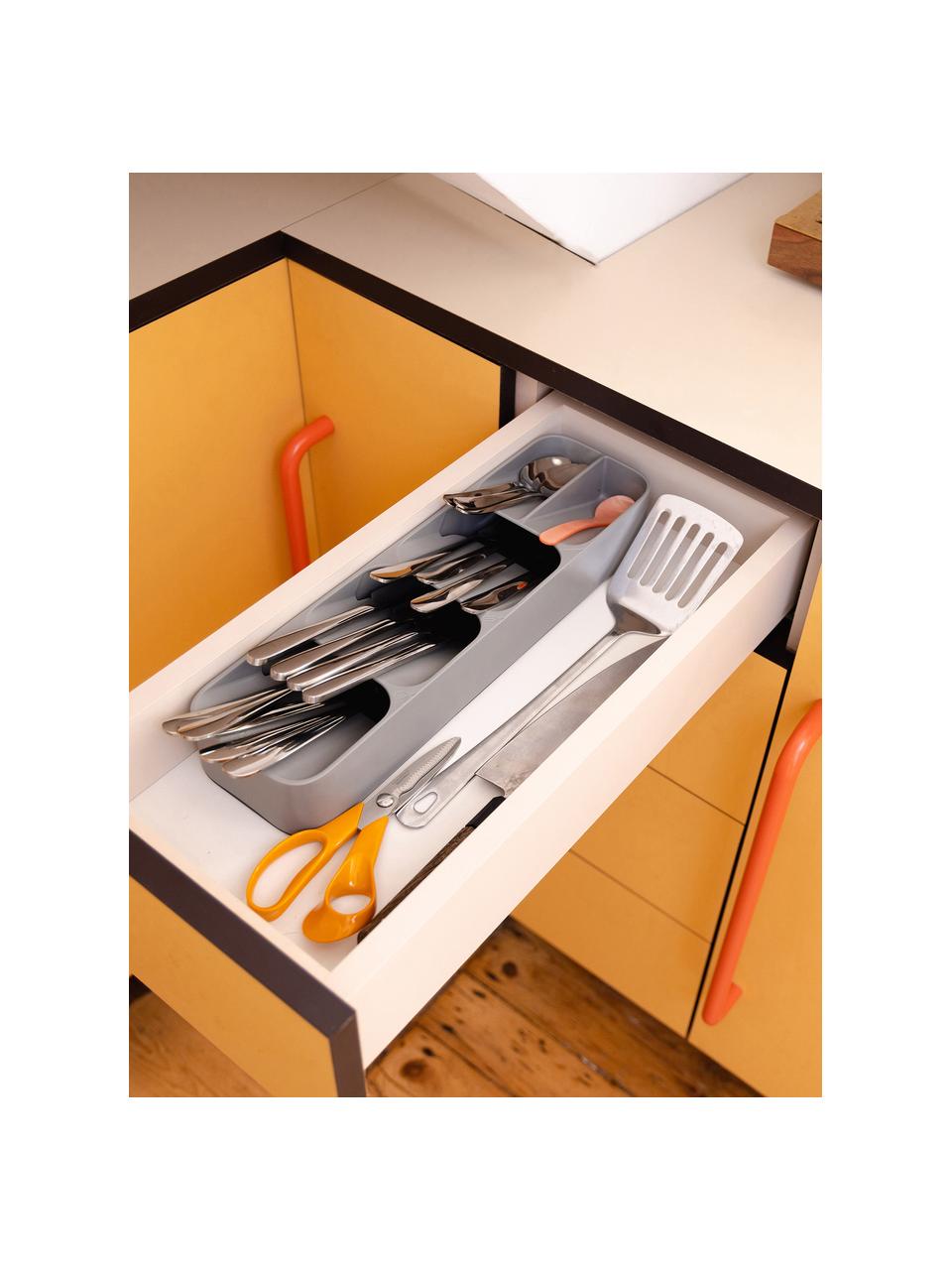 Organizer per posate DrawerStore, Polipropilene, Grigio, Larg. 11 x Lung. 40 cm