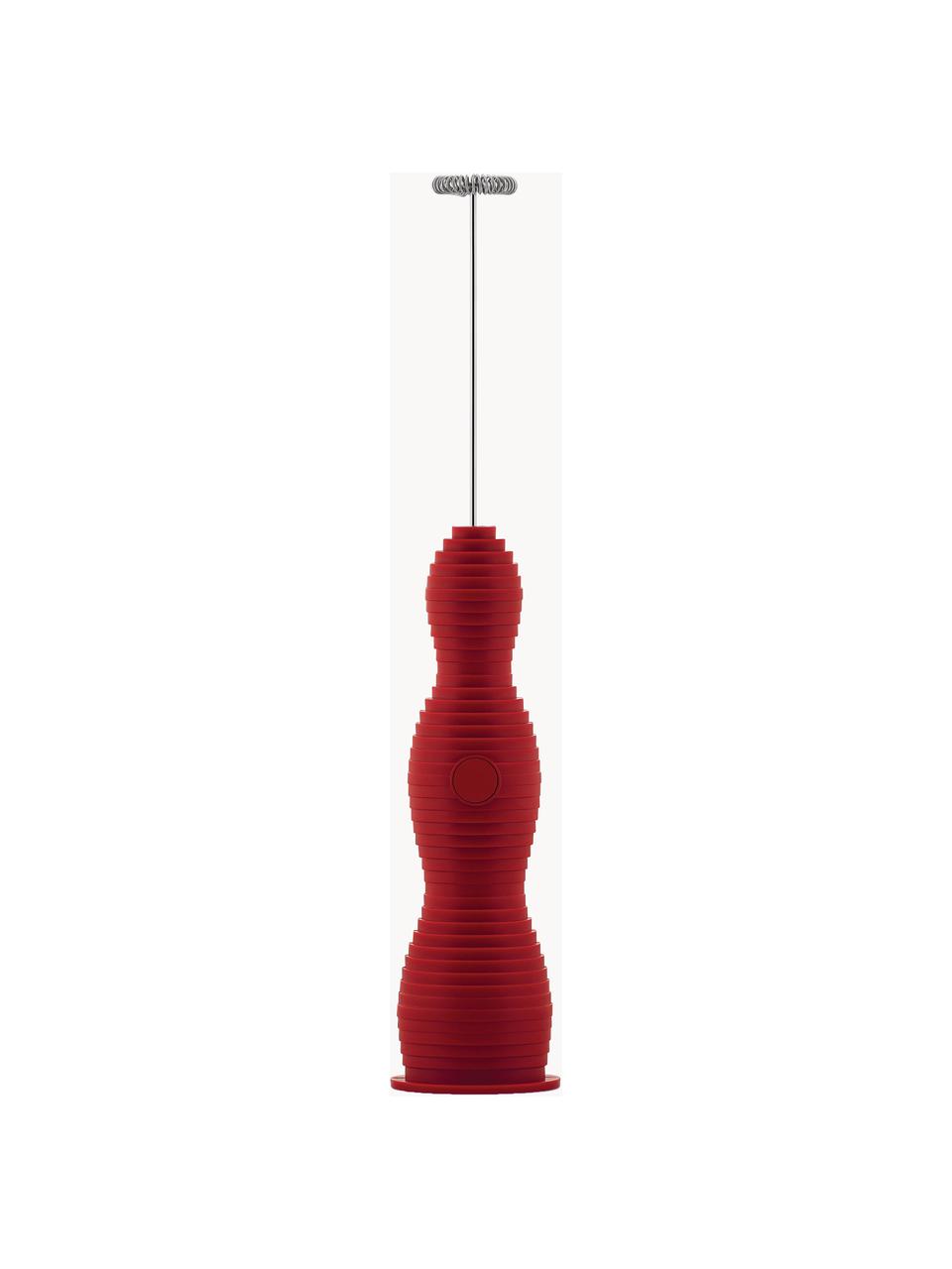 Prenosný napeňovač mlieka Pulcina, Termoplastická živica, oceľ, Červená, Š 5 x V 28 cm