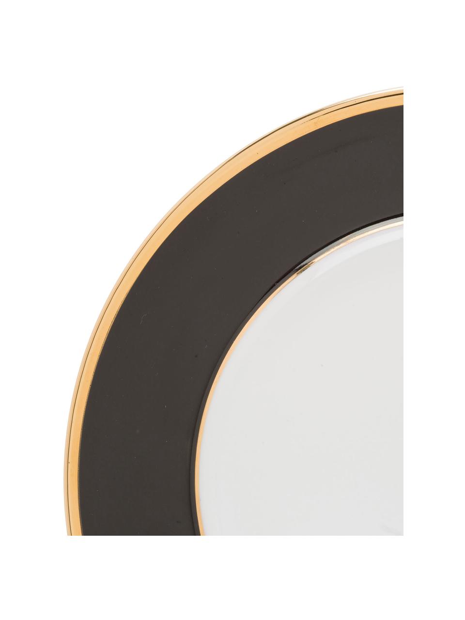 Porcelánová podložka pod talíř se zlatým okrajem Ginger, 6 ks, Porcelán, Bílá, černá, zlatá, Ø 27 cm
