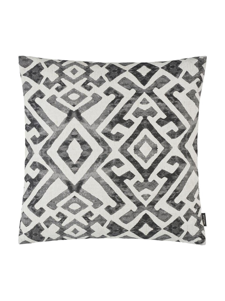 Housse de coussin à imprimé ethnique Elani, Crème, noir