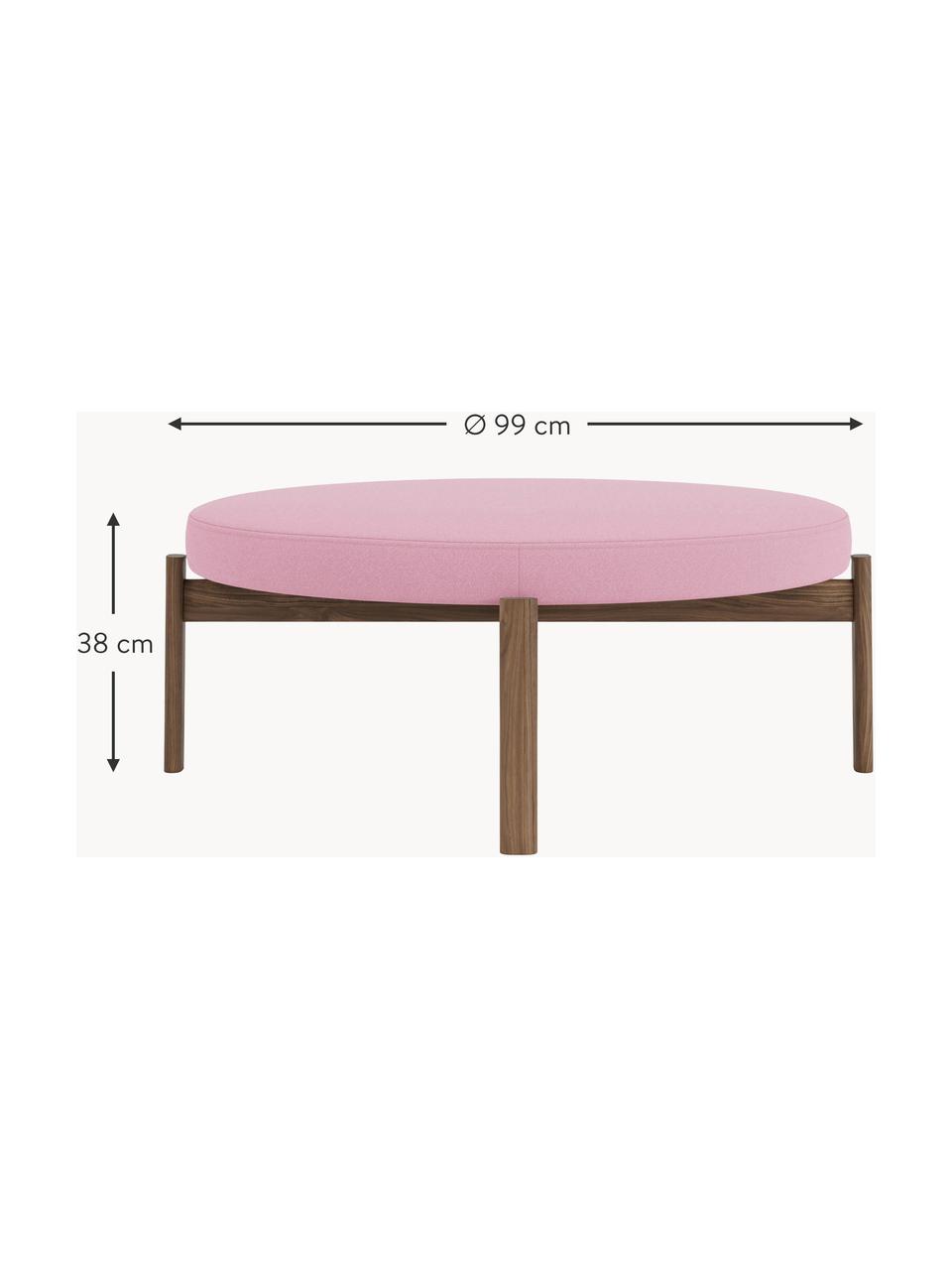 Pouf in legno di noce Passage, Rivestimento: tessuto, Struttura: legno di noce, Tessuto rosa, legno di noce, Ø 99 x Alt. 38 cm