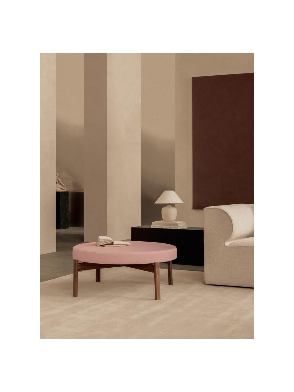 Pouf in legno di noce Passage, Rivestimento: tessuto, Struttura: legno di noce, Tessuto rosa, legno di noce, Ø 99 x Alt. 38 cm