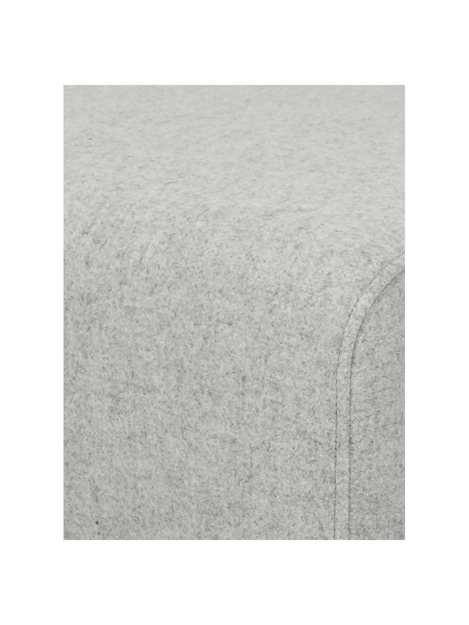 Tabouret en laine avec pieds en bois Archie, Tissu gris clair, larg. 87 x haut. 45 cm