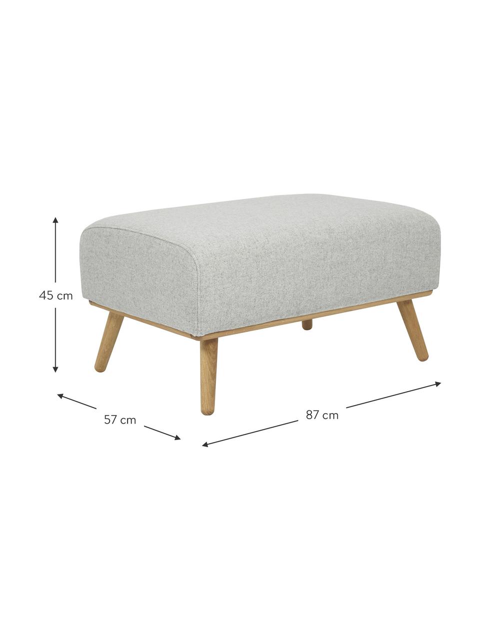 Kruk Archie met wollen bekleding en houten poten, Bekleding: 100% wol, Frame: grenenhout, FSC-gecertifi, Poten: massief eikenhout, FSC-ge, Geweven stof lichtgrijs, B 87 x H 45 cm
