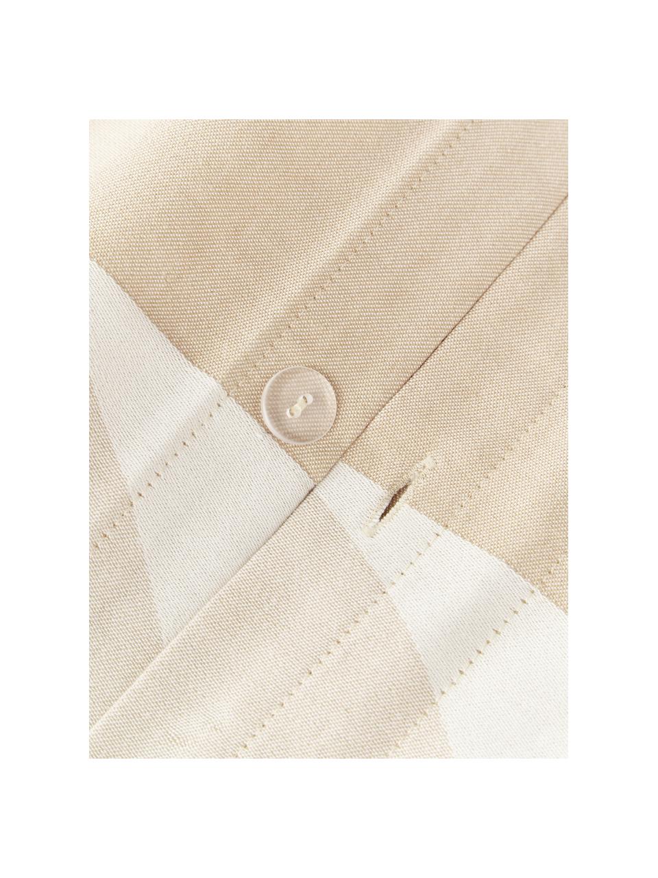 Housse de couette en jacquard de coton à motifs géométriques Elinor, Tons beiges, larg. 200 x long. 200 cm