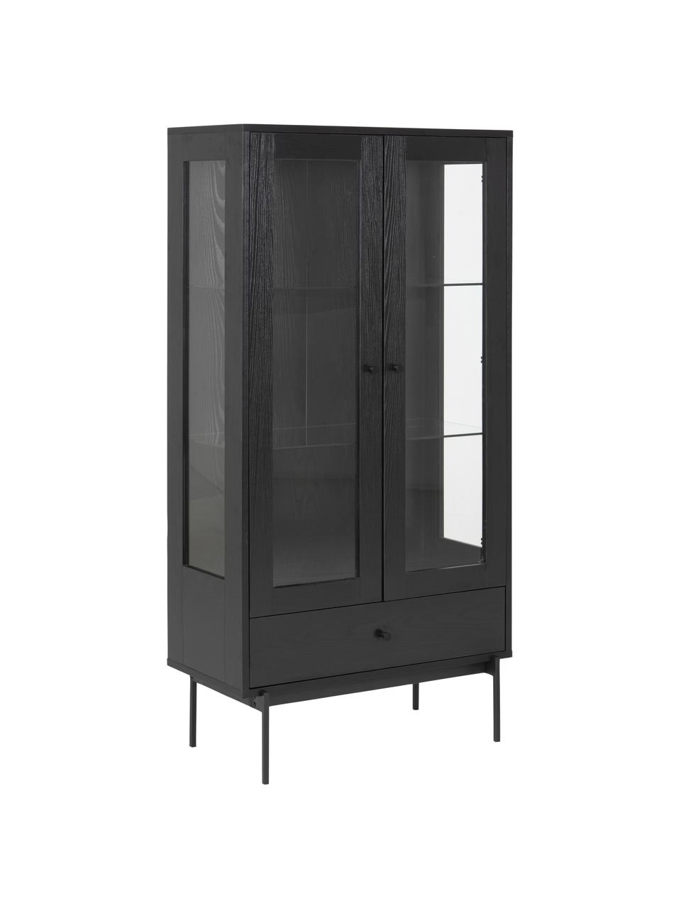 Armoire vitrée Angus, Noir, transparent