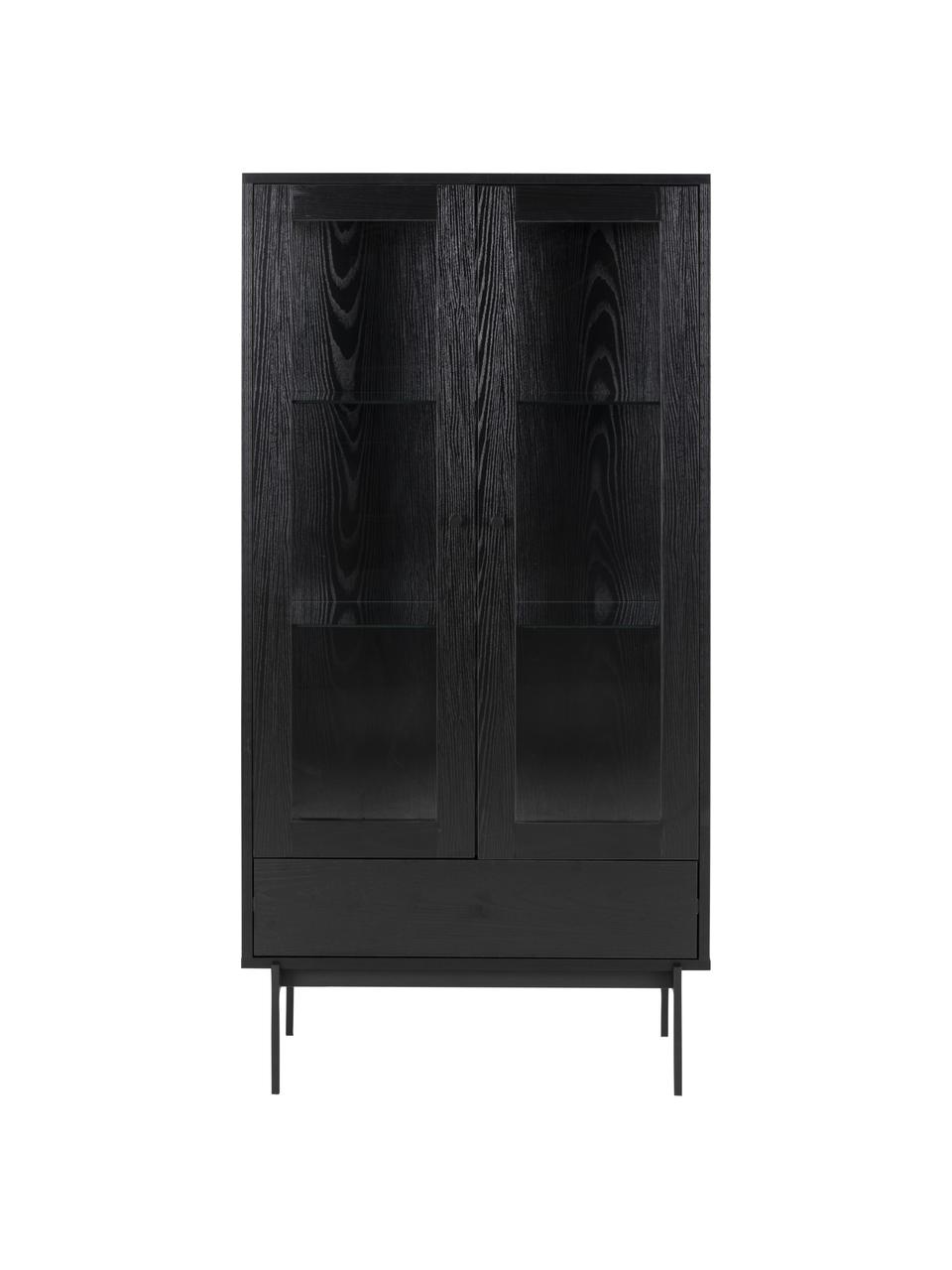 Armoire vitrée Angus, Noir, transparent