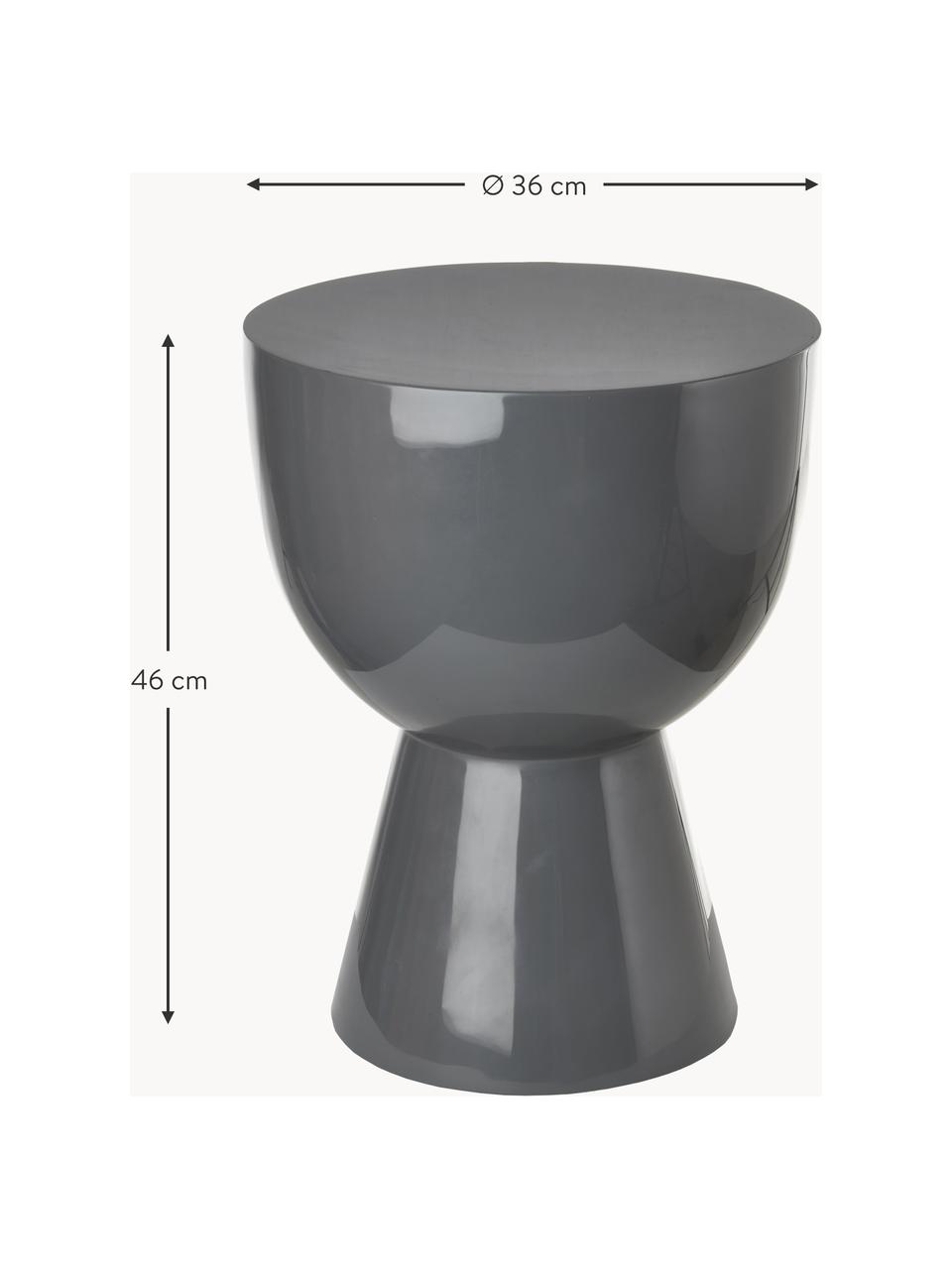 Table d'appoint ronde Tam Tam, Plastique, laqué, Gris foncé, Ø 36 x haut. 46 cm