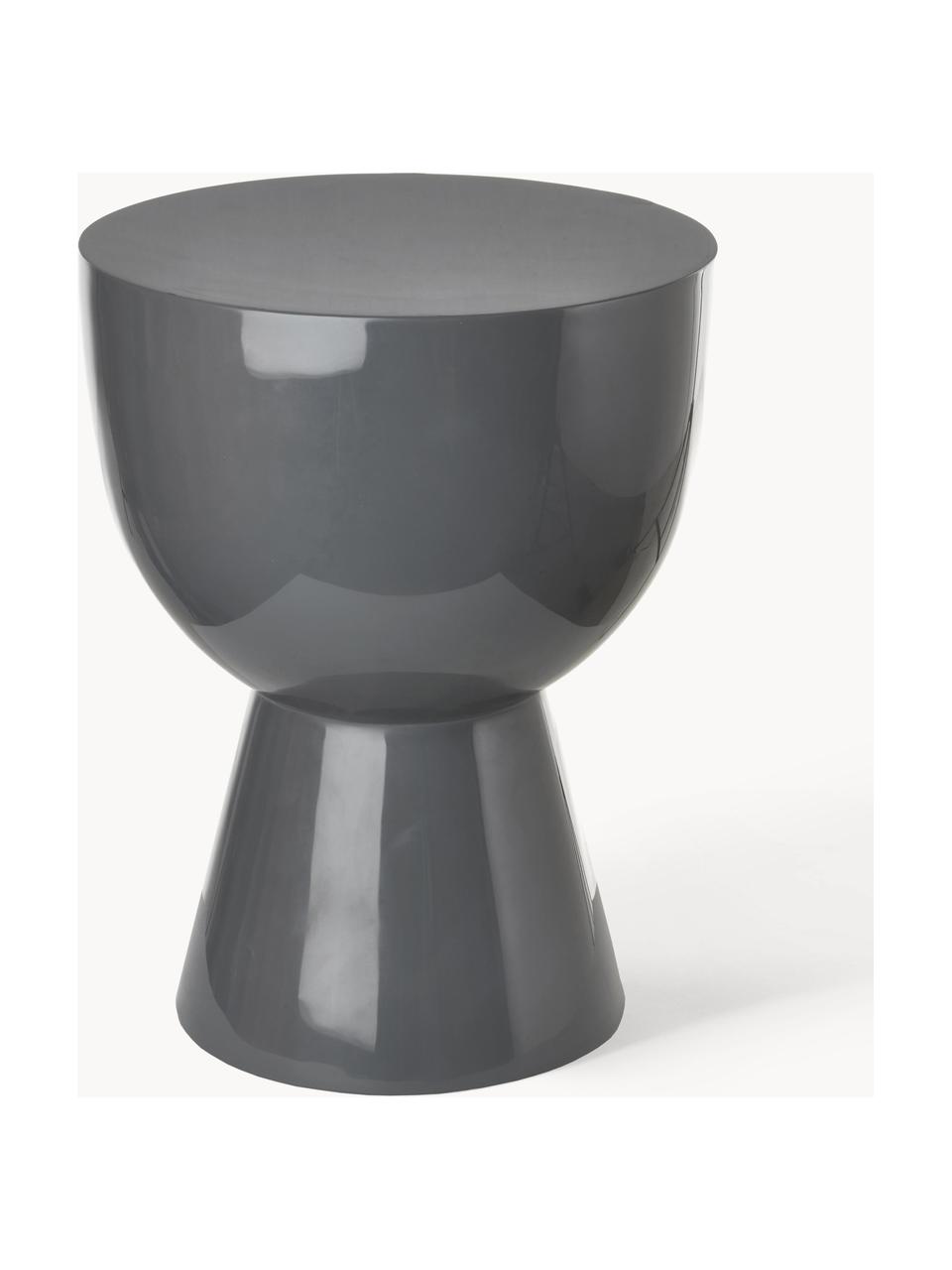 Kulatý odkládací stolek Tam Tam, Lakovaná umělá hmota, Tmavě šedá, Ø 36 cm, V 46 cm