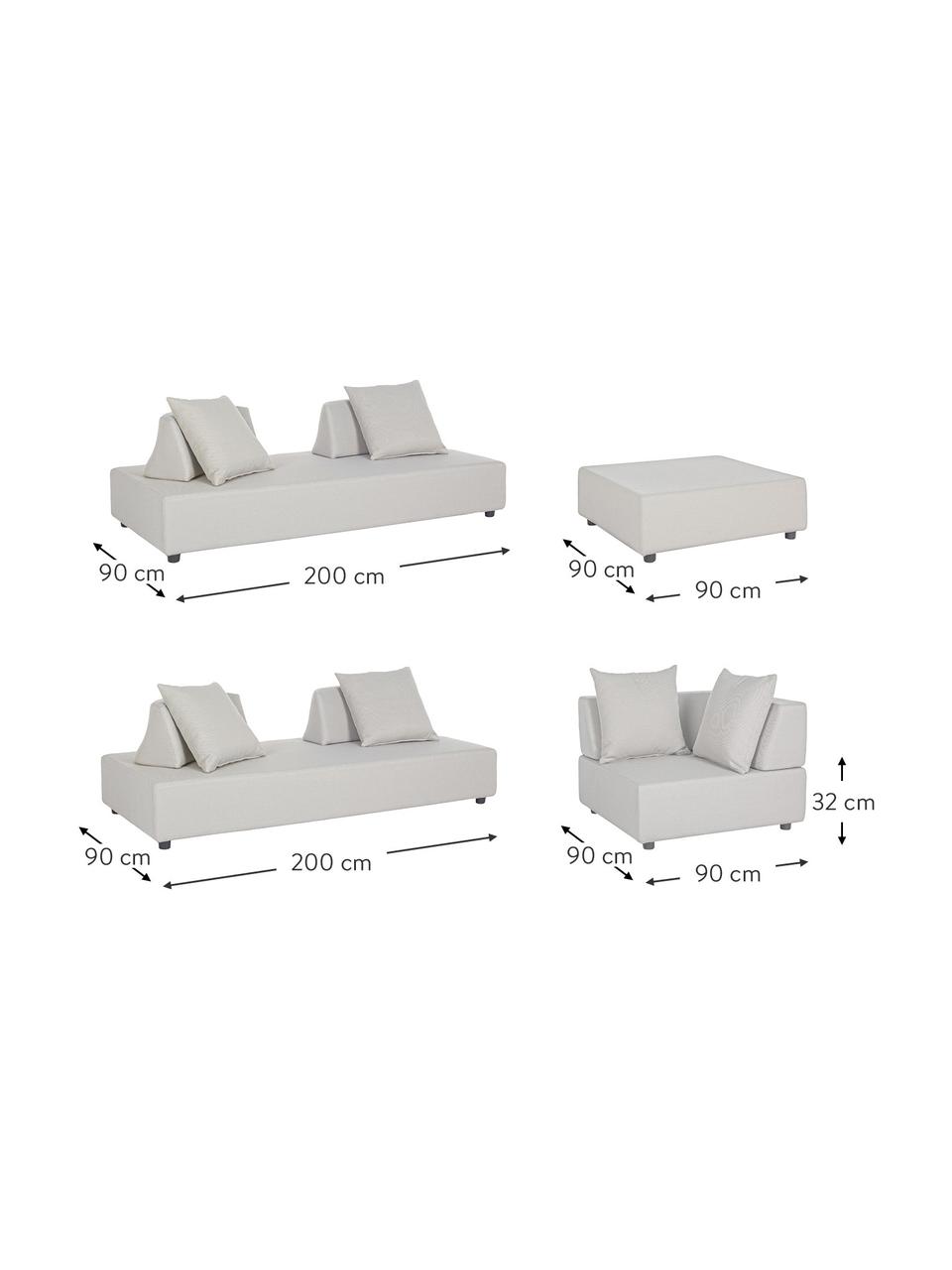 Set lounge modular para exterior Piper, 4 pzas., Tapizado: olefina (100% polipropile, Estructura: aluminio galvanizado en c, Arena, Set de diferentes tamaños