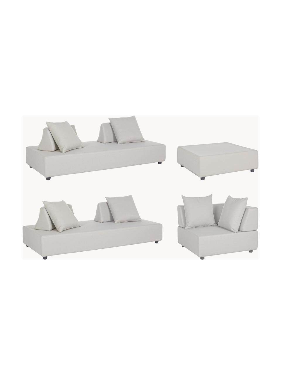 Salon de jardin modulable Piper, 4 élém., Tissu gris clair, Lot de différentes tailles