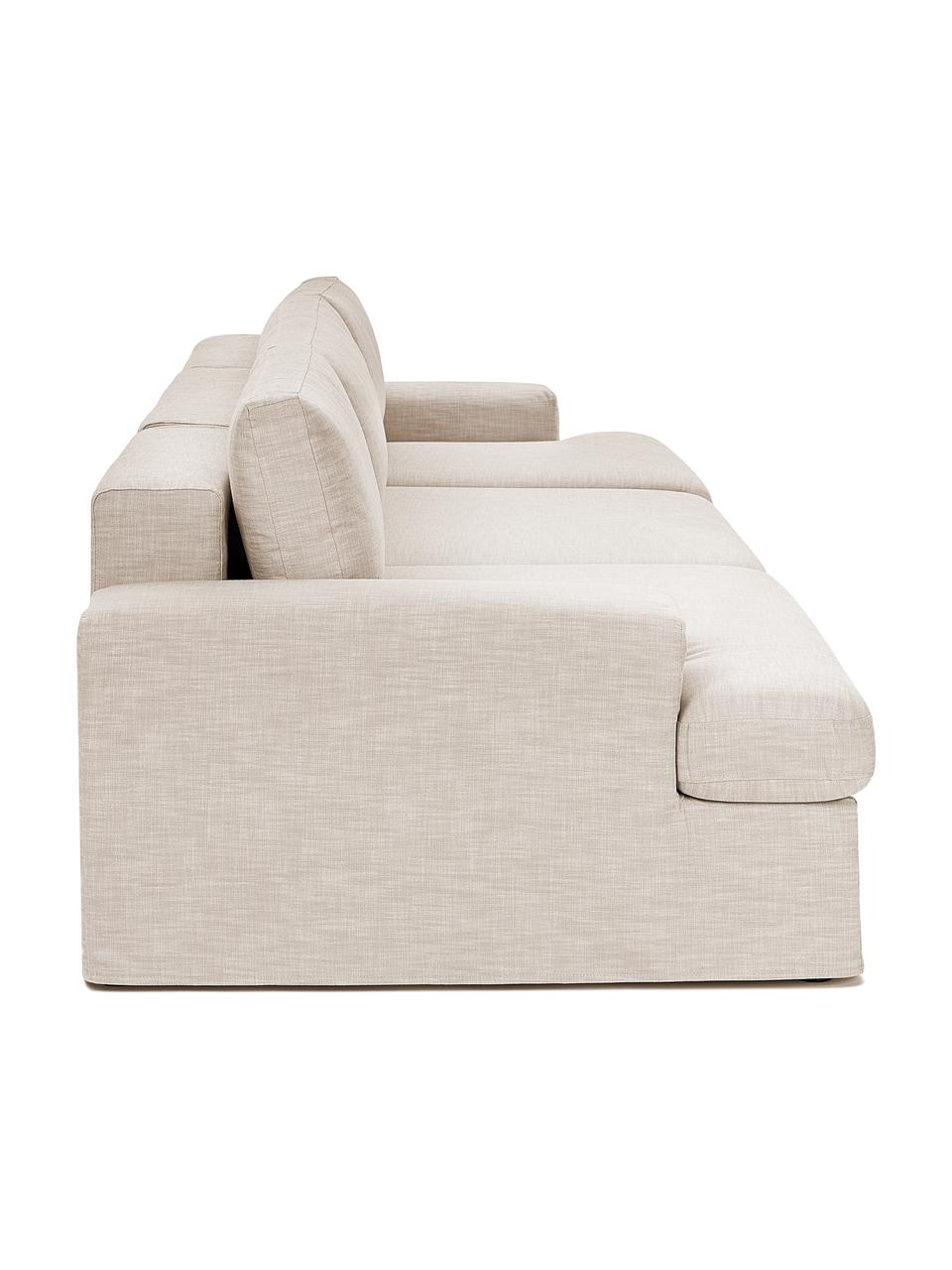 Canapé modulable 4 places avec revêtement amovible Russell, Tissu beige, larg. 309 x prof. 103 cm