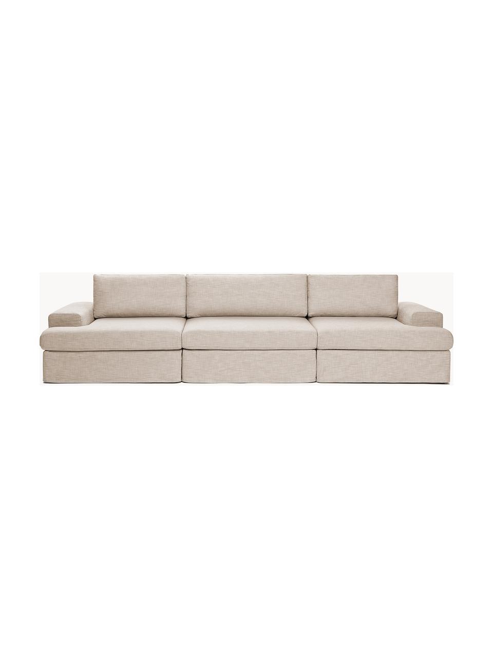 Sofá modular Russell (4 plazas), desenfundable, Tapizado: 100% algodón Alta resiste, Tapizado: relleno de espuma, Estructura: madera contrachapada de p, Patas: plástico Este producto es, Tejido beige, An 309 x F 103 cm