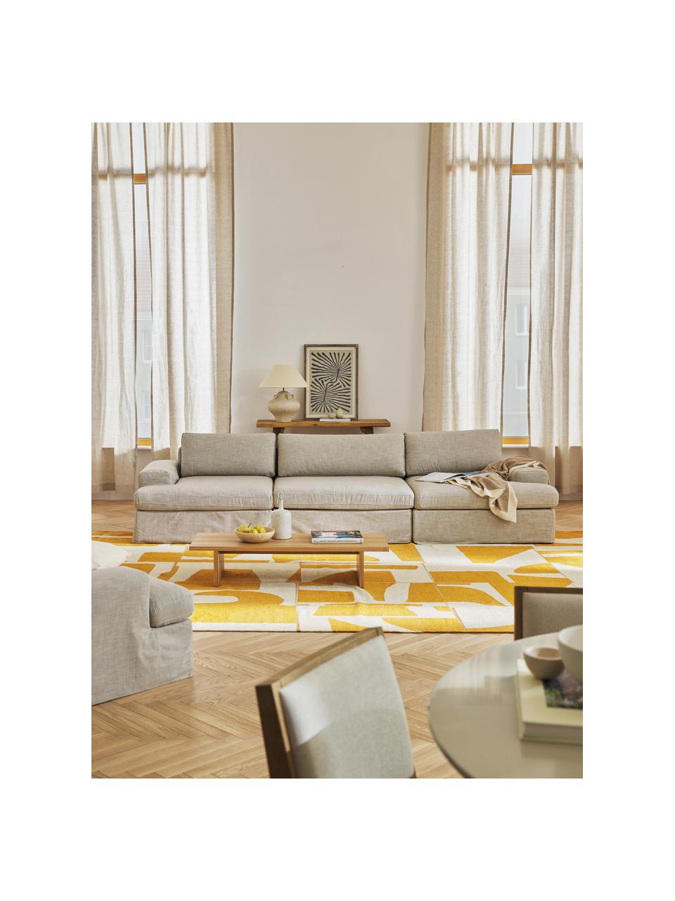 Canapé modulable 4 places avec revêtement amovible Russell, Tissu beige, larg. 309 x prof. 103 cm