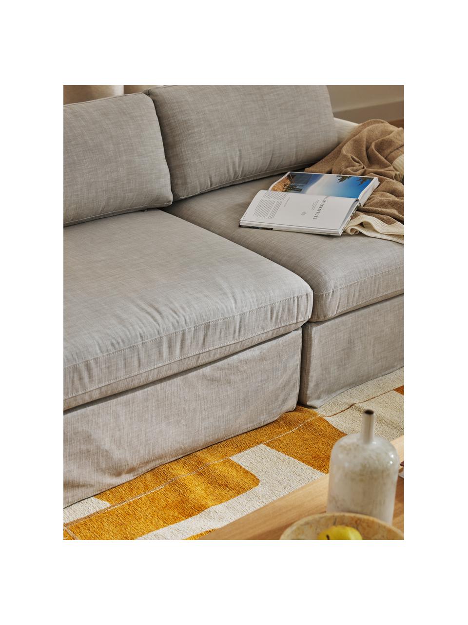 Modulares Sofa Russell (4-Sitzer) mit abnehmbaren Bezügen, Bezug: 100% Baumwolle Der strapa, Gestell: Massives Kiefernholz, Spe, Webstoff Beige, B 309 x T 103 cm