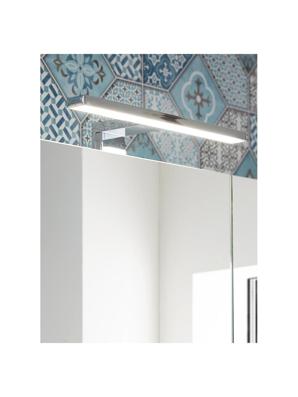 Bad-Spiegelschrank Elisa mit LED-Beleuchtung, B 76 cm, Korpus: Spanplatte, melaminbeschi, Spiegelfläche: Spiegelglas, Off White, Silberfarben, B 76 x H 71 cm
