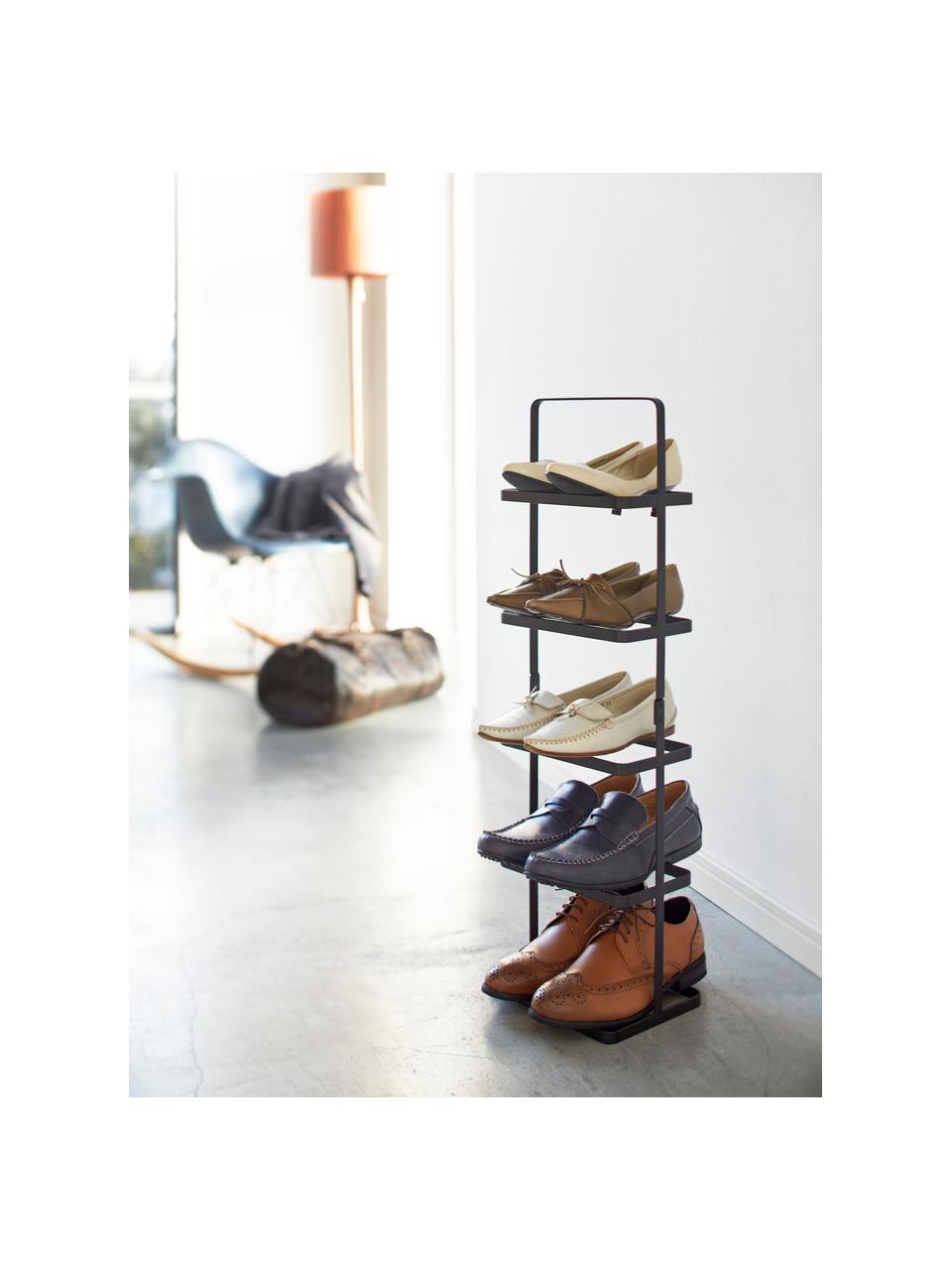 Étagère à chaussures en métal Tower, Acier, revêtement par poudre, Noir, larg. 22 x prof. 78 cm