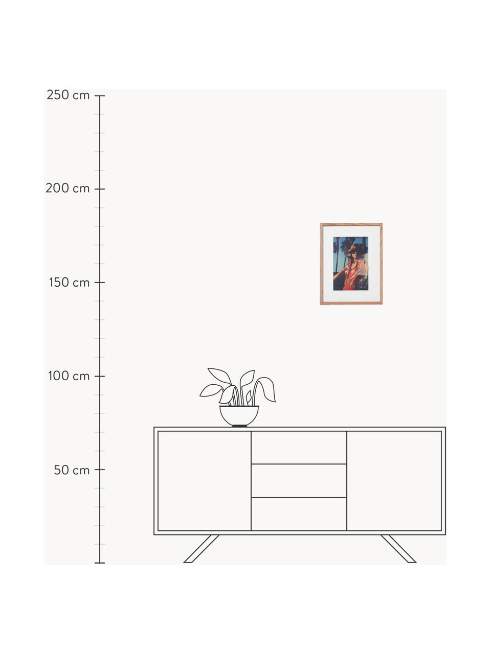 Gerahmter Digitaldruck Higher, Bild: Digitaldruck auf Papier, Rahmen: Eichenholz, Front: Glas, Braun- und Blautöne, Helles Holz, B 34 x H 44 cm