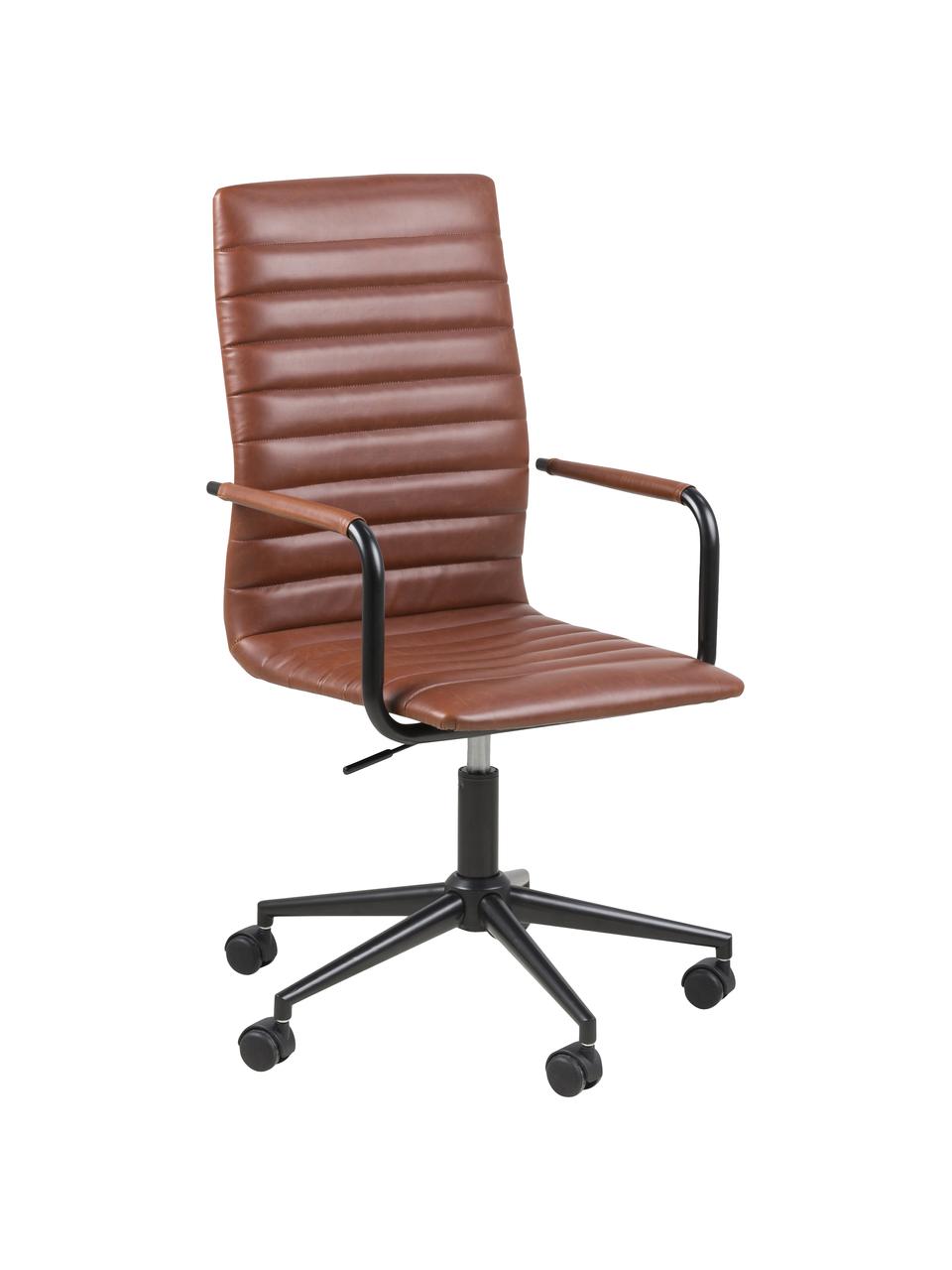 Chaise de bureau cuir synthétique Winslow, hauteur ajustable, Cognac, larg. 45 x prof. 58 cm