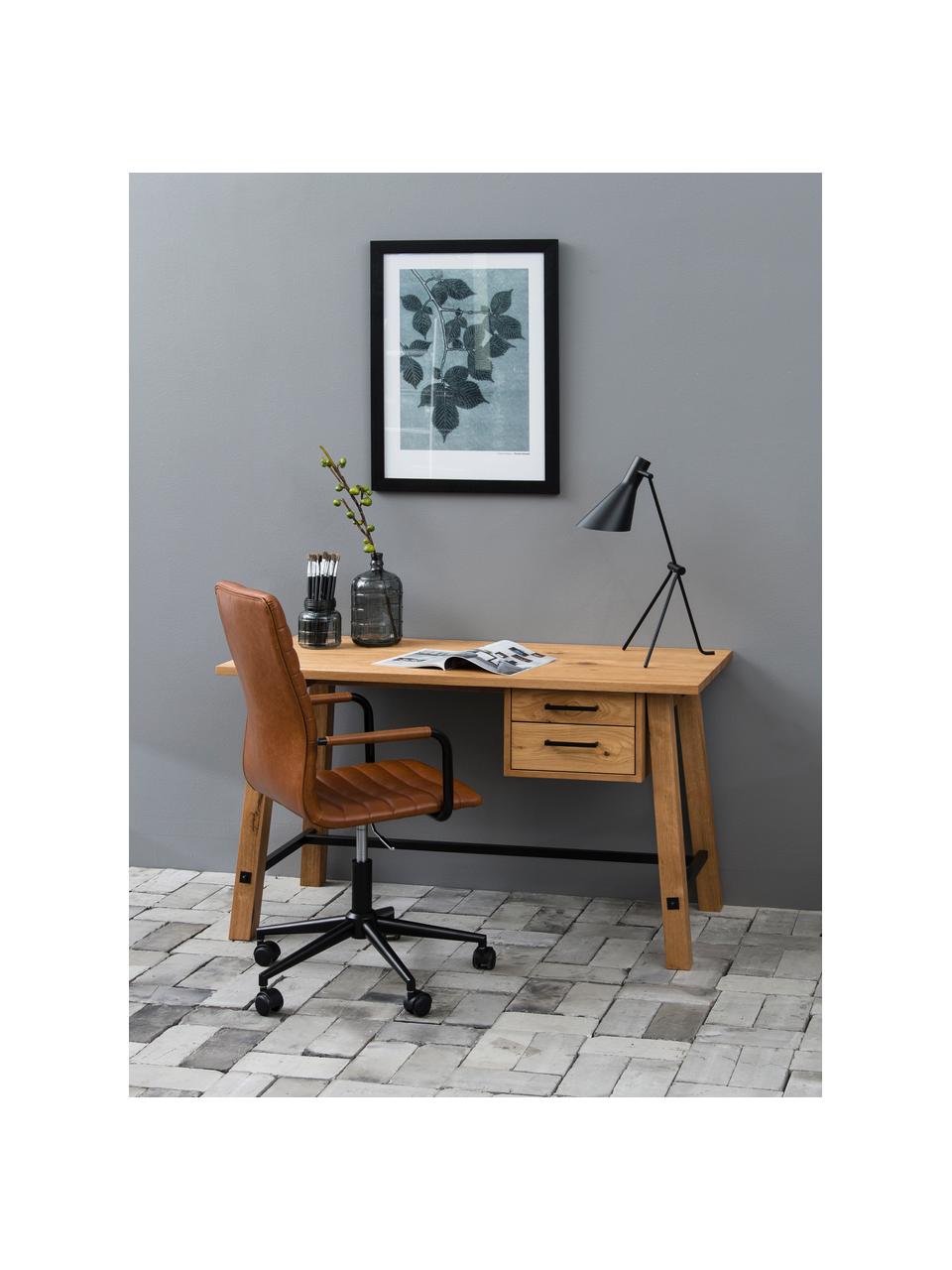 Krzesło biurowe ze sztucznej skóry Winslow, obrotowe, Tapicerka: sztuczna skóra (poliureta, Stelaż: metal malowany proszkowo, Nugatowa sztuczna skóra, czarny, S 45 x G 58 cm