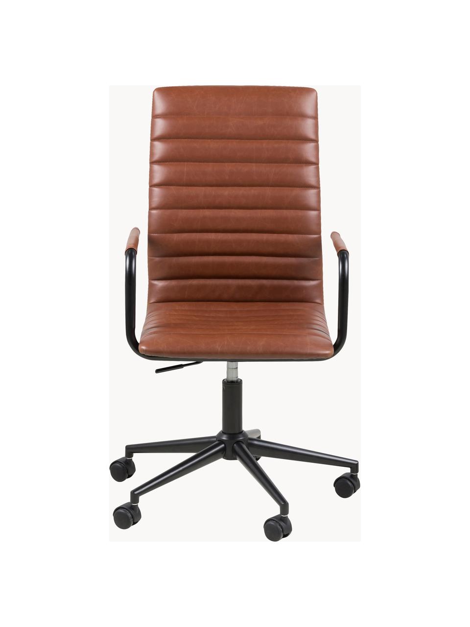 Chaise de bureau cuir synthétique Winslow, hauteur ajustable, Cuir synthétique nougat, noir, larg. 45 x prof. 58 cm