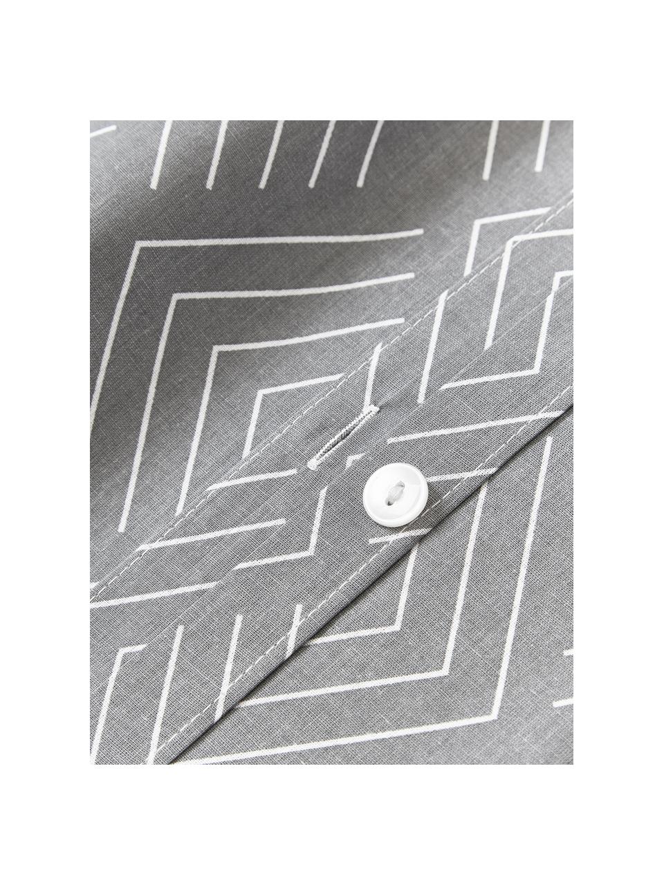 Housse de couette en coton à motif graphique Milano, Gris, larg. 200 x long. 200 cm