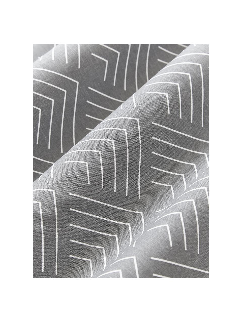Housse de couette en coton à motif graphique Milano, Gris, larg. 200 x long. 200 cm