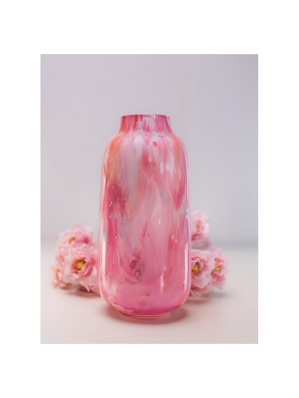 Mundgeblasene Vase Meadows, H 26 cm, Glas, mundgeblasen, Rosa- und Pinktöne, Ø 13 x H 26 cm