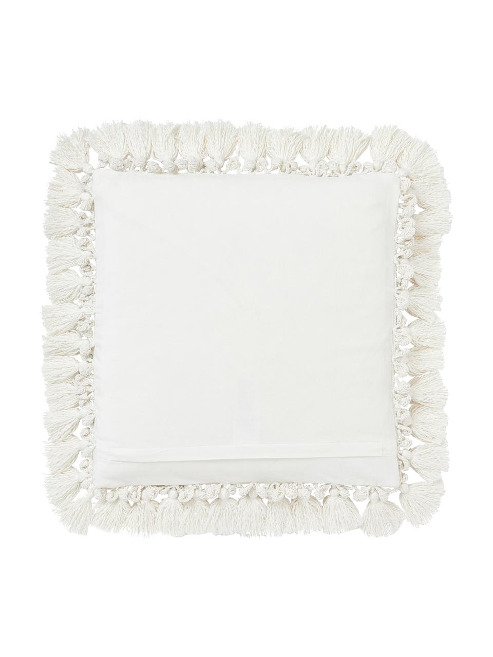 Federa arredo in cotone con nappe Adrian, Bianco crema, Larg. 45 x Lung. 45 cm