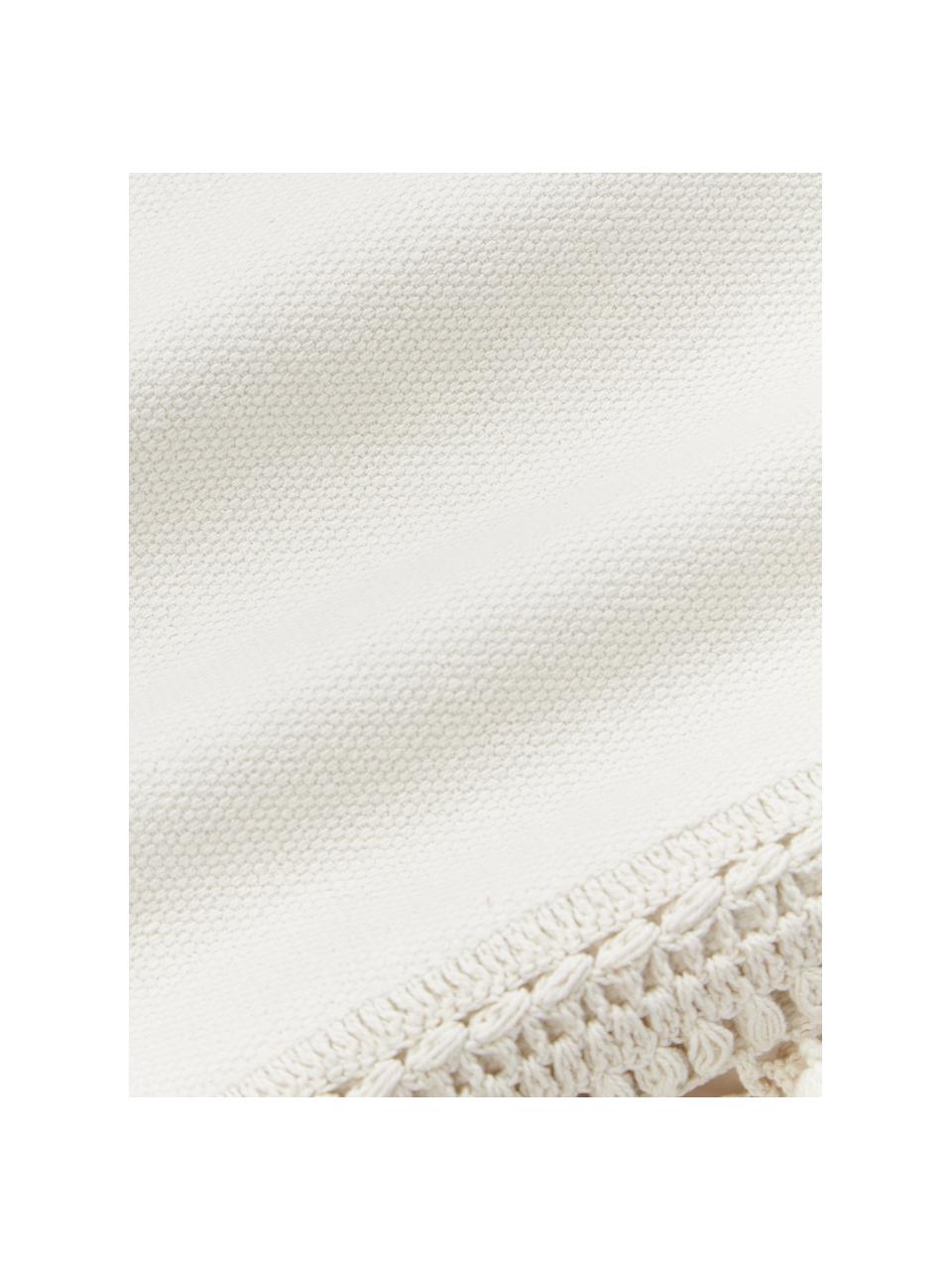 Copricuscino in cotone con nappe Adrian, Bianco latte, Larg. 45 x Lung. 45 cm