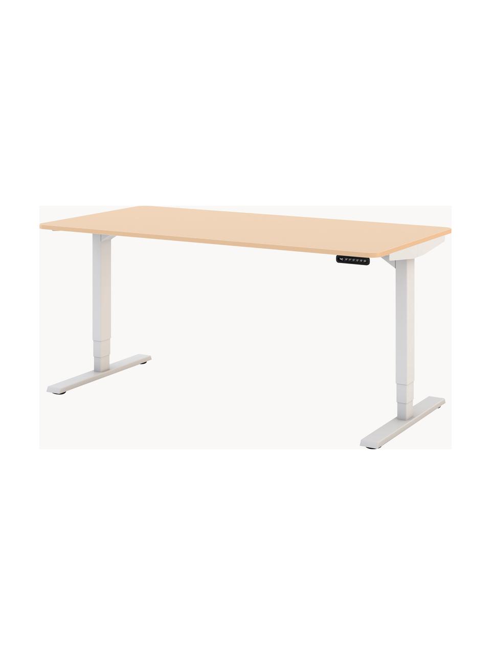 Höhenverstellbarer Schreibtisch Y-Line, Gestell: Metall, pulverbeschichtet, Tischplatte: Spanplatte, melaminharzbe, Hellbeige, Weiß, B 160 x T 80 cm