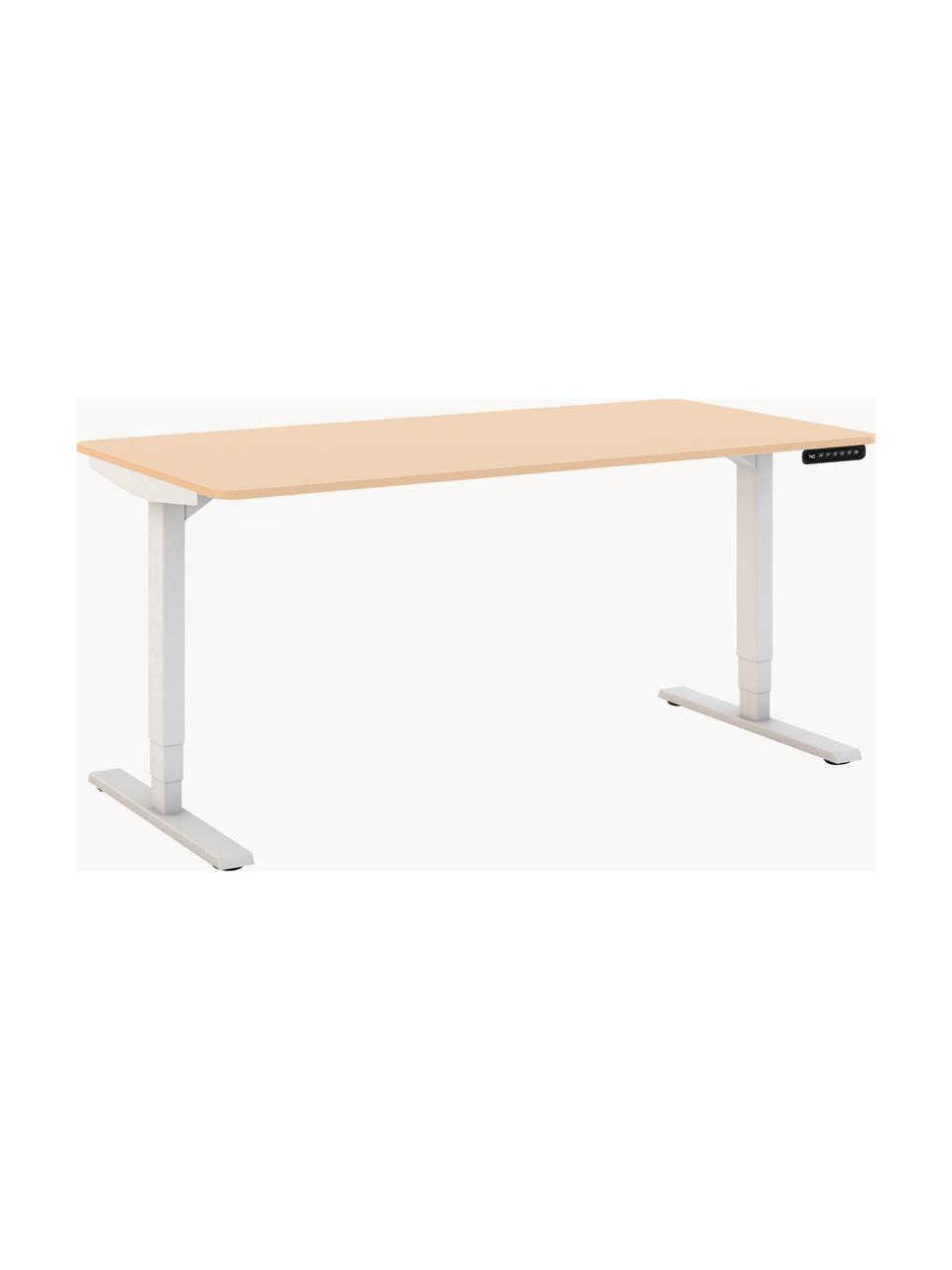 Höhenverstellbarer Schreibtisch Y-Line, Gestell: Metall, pulverbeschichtet, Tischplatte: Spanplatte, melaminharzbe, Hellbeige, Weiß, B 160 x T 80 cm