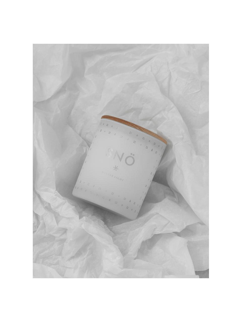 Vela perfumada Snö (frutas de invierno y madera), Recipiente: vidrio, Blanco, Tapa: madera de haya, Ø 4 x Al 6 cm