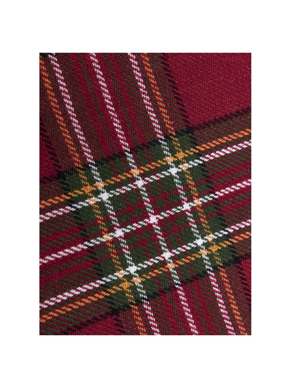 Funda de cojín Stirling, 100% algodón, Rojo oscuro, verde oscuro, blanco crema, An 45 x L 45 cm