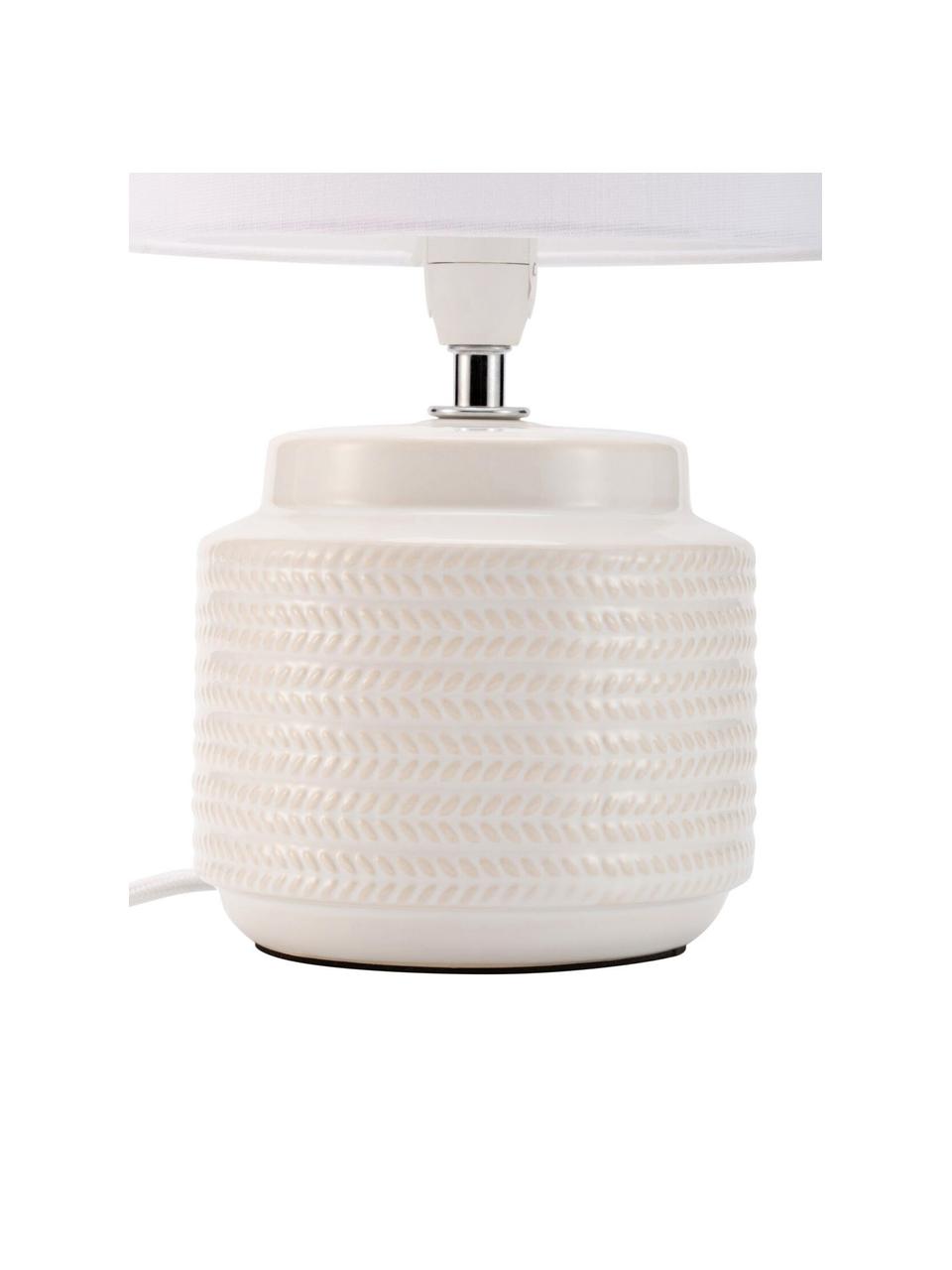 Kleine tafellamp Bright Soul, Lampenkap: stof, Lampvoet: keramiek, Beige, crèmewit, Ø 18 x H 30 cm