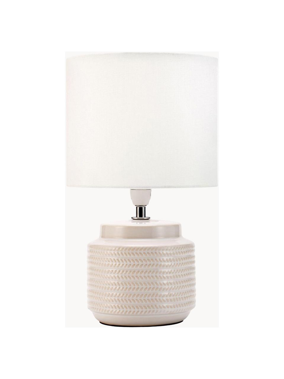 Kleine tafellamp Bright Soul, Lampenkap: stof, Lampvoet: keramiek, Lichtbeige, gebroken wit, Ø 18 x H 30 cm
