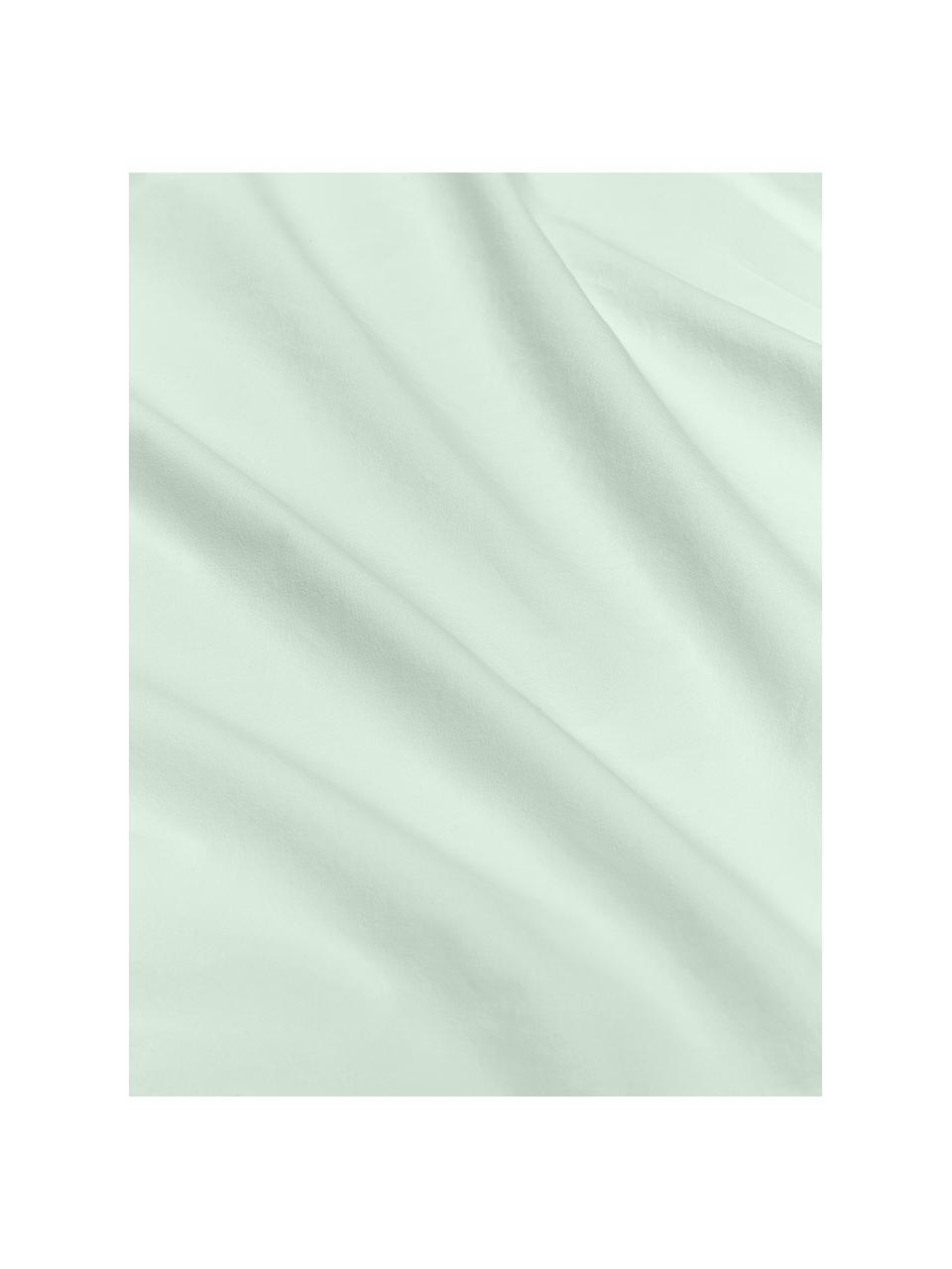 Housse de couette en percale de coton délavé avec volants Louane, Vert sauge, larg. 200 x long. 200 cm