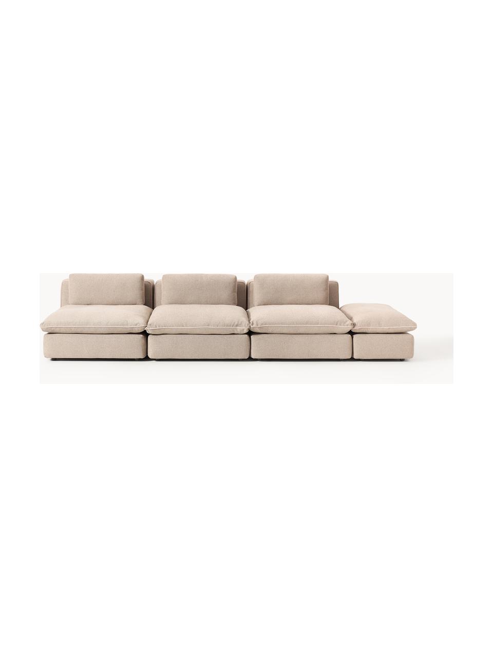 Modulares XL-Sofa Felix (3-Sitzer) mit Hocker, Bezug: 100 % Polyester Der strap, Gestell: Massives Kiefern- und Fic, Webstoff Beige, B 360 x T 140 cm